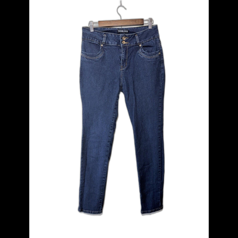 Diamante Blue Denim Stretch Medium Wash Skinny Jeans Women’s Size 13